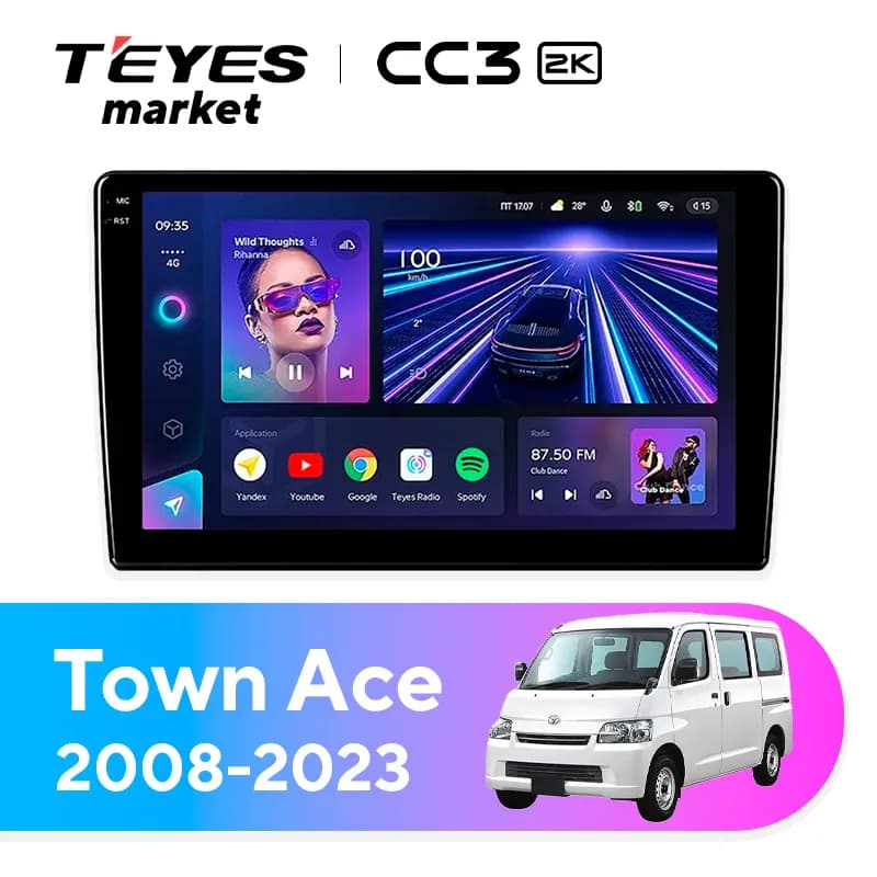 Головное устройство TEYES CC3 2K 4/32 9.5" для Toyota Town Ace 2008-2023