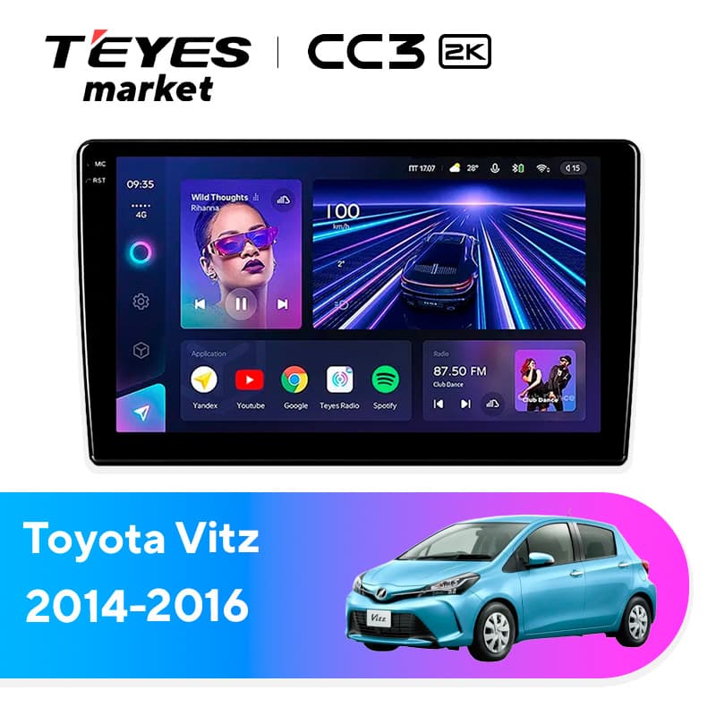 Головное устройство TEYES CC3 2K 6/128 9.5" для Toyota Vitz 2014-2020