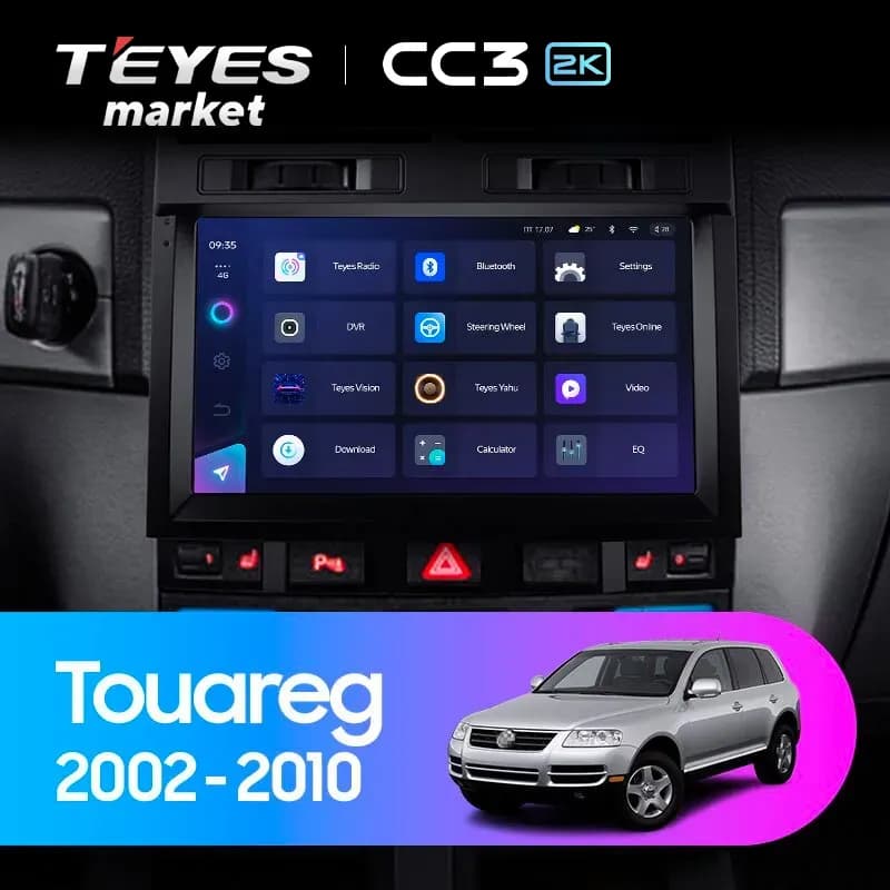 Магнитола для авто, TEYES Магнитола CC3 2K 6 Gb 9.5" для Volkswagen Touareg FL NF 2010-2018 Вариант комплектации (A) - Стандарнтная комплектация 128 Gb