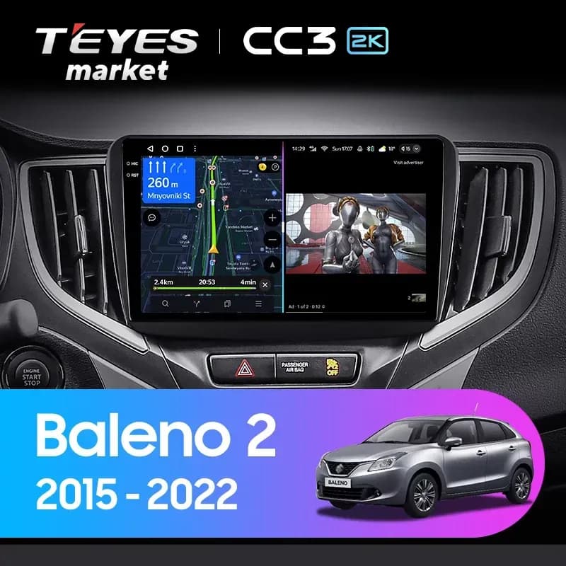 Магнитола TEYES CC3 2K 4/32 9.5" для Suzuki Celerio 2014-2023