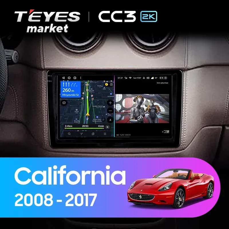 Головное устройство TEYES CC3 2K 360 6/128 9.5" для Ferrari California 2008-2017
