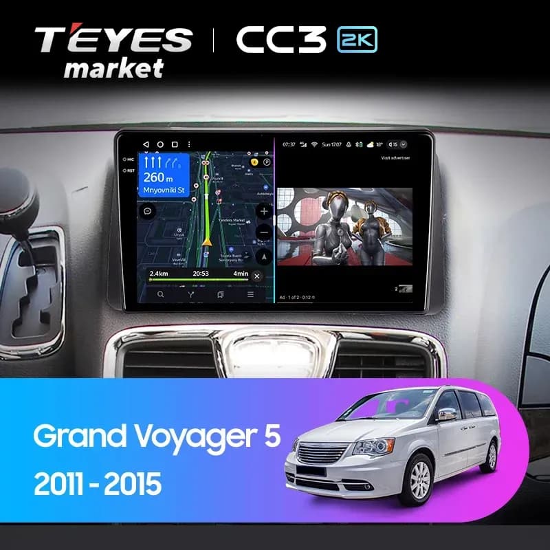 Головное устройство TEYES CC3 2K 360 6/128 9.5" для Chrysler Grand Voyager 2011-2015