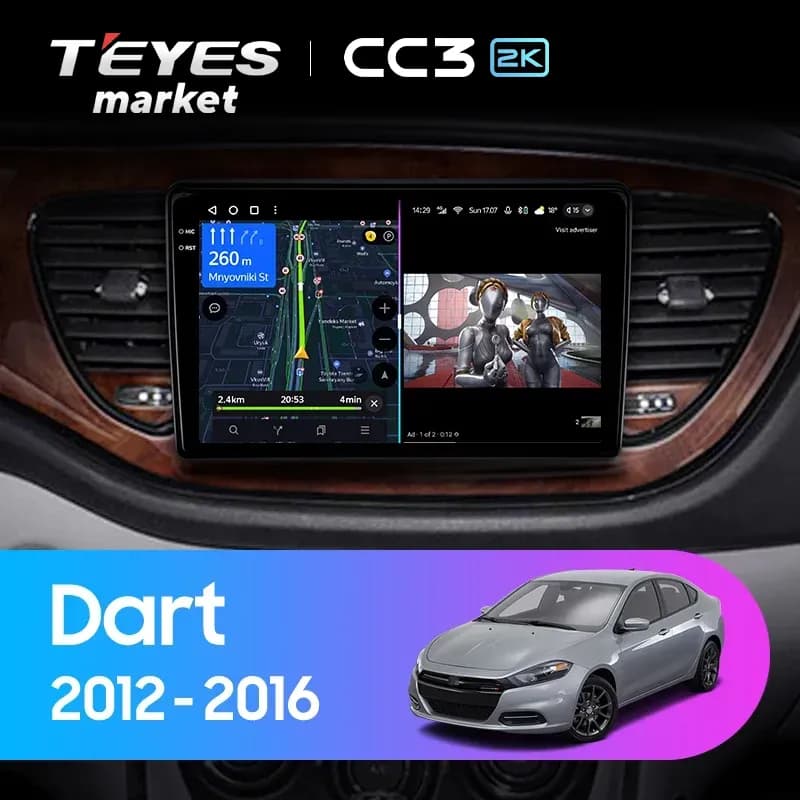 Головное устройство TEYES CC3 2K 360 6/128 9.5" для Dodge Dart 2012-2016