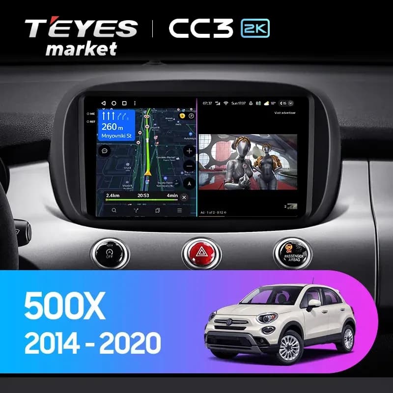 Головное устройство TEYES CC3 2K 360 6/128 9.5" для FIAT 500X 2014-2023