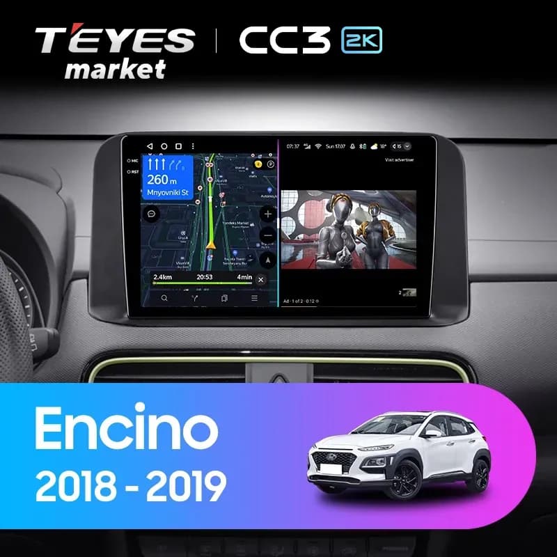 Головное устройство TEYES CC3 2K 360 6/128 10.36" для Hyundai Encino 2018-2023