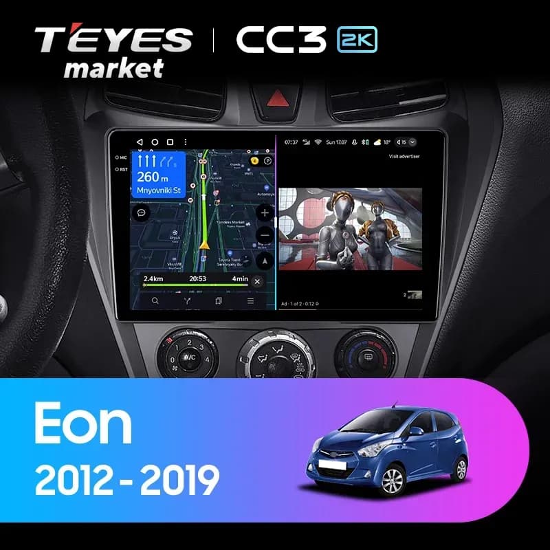 Головное устройство TEYES CC3 2K 360 6/128 9.5" для Hyundai Eon 2012-2019