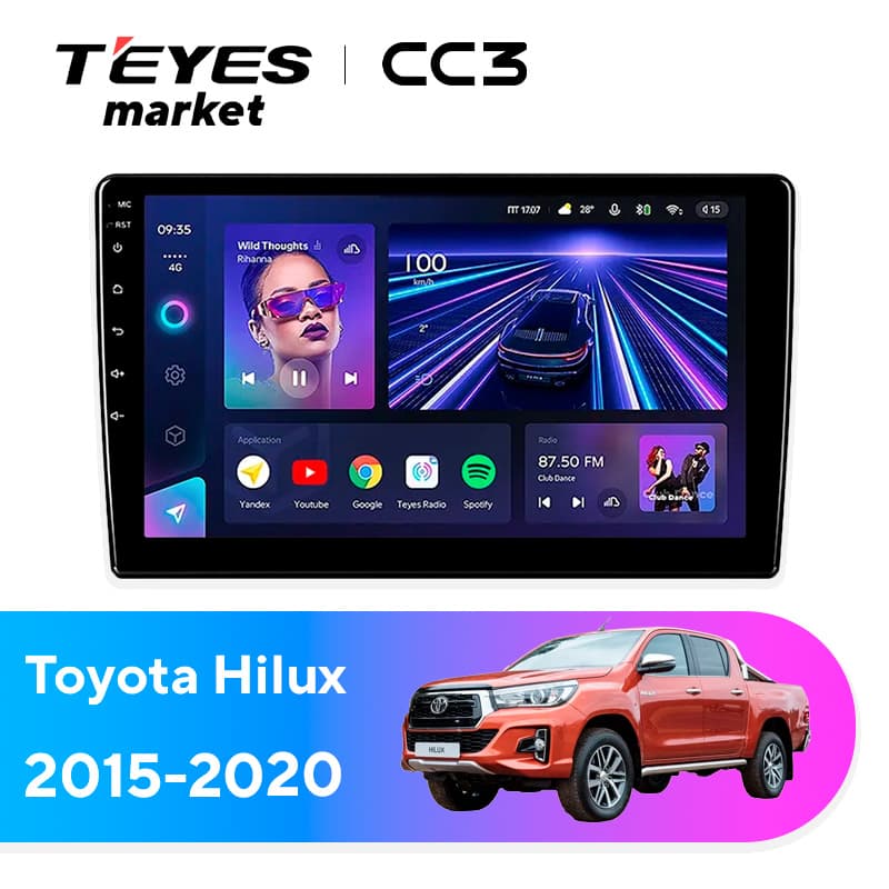 Головное устройство TEYES CC3 4/32 9" для Toyota Hilux 1997-2005