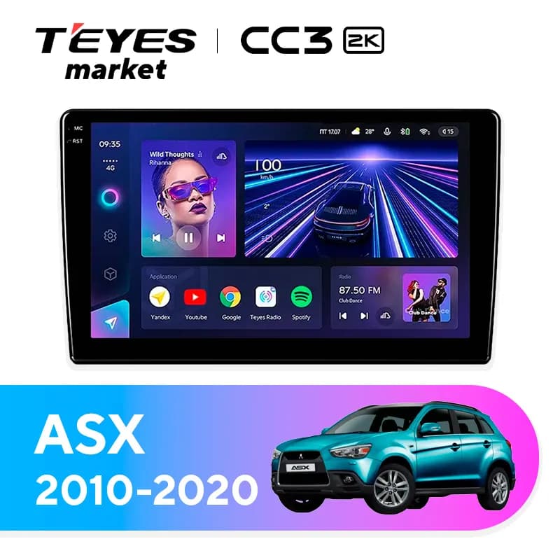 Головное устройство TEYES CC3 2K 360 6/128 9.5" для Mitsubishi ASX 2016-2023