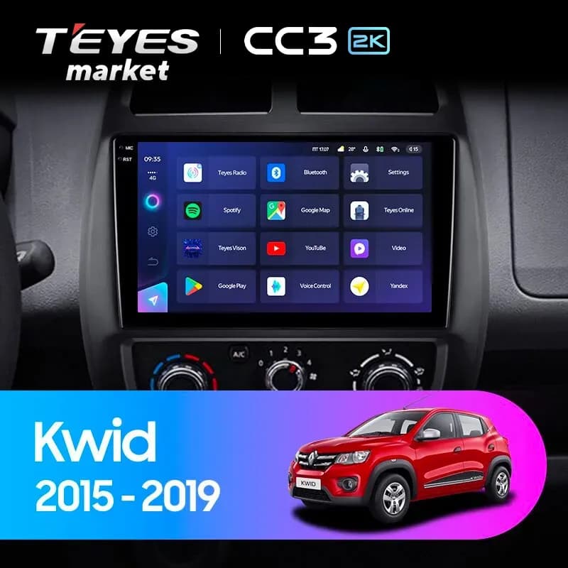 Головное устройство TEYES CC3 2K 360 6/128 9.5" для Renault KWID 2015-2019