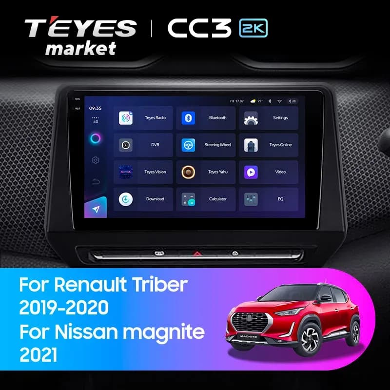 Головное устройство TEYES CC3 2K 360 6/128 9.5" для Renault Triber 2019-2023