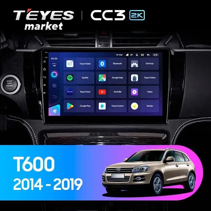 Головное устройство TEYES CC3 2K 360 6/128 10.36" для ZOTYE T600 2013-2023