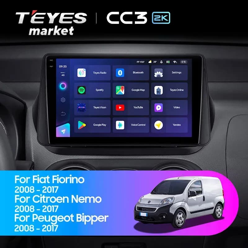 Магнитола TEYES CC3 2K 4/32 9.5" для Fiat Fiorino Qubo【ZYJ】 2008-2017