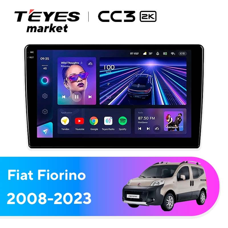 Головное устройство TEYES CC3 2K 4/64 9.5" для FIAT Fiorino 2008-2023