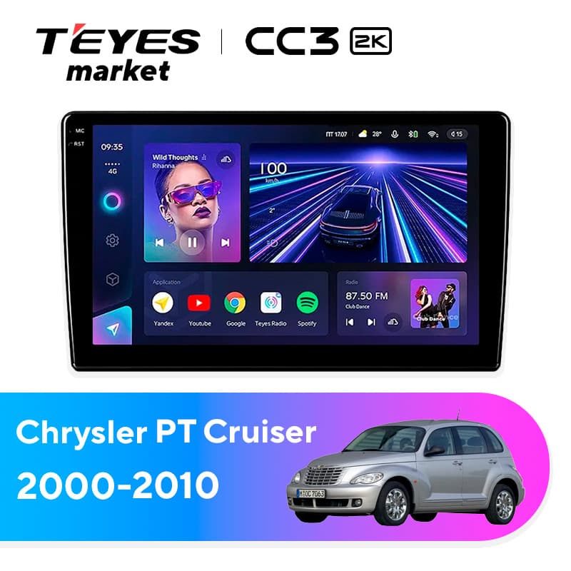 Головное устройство TEYES CC3 2K 6/128 9.5" для Chrysler PT Cruiser 2000-2010