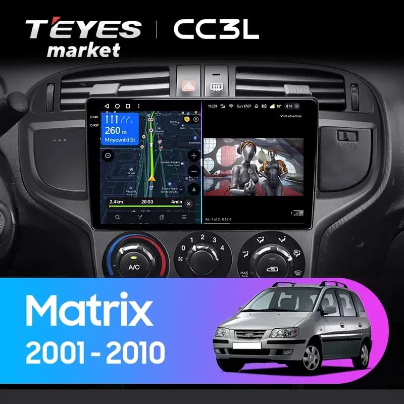 Головное устройство TEYES CC3L 4/32 9" для Hyundai Matrix 2001-2010