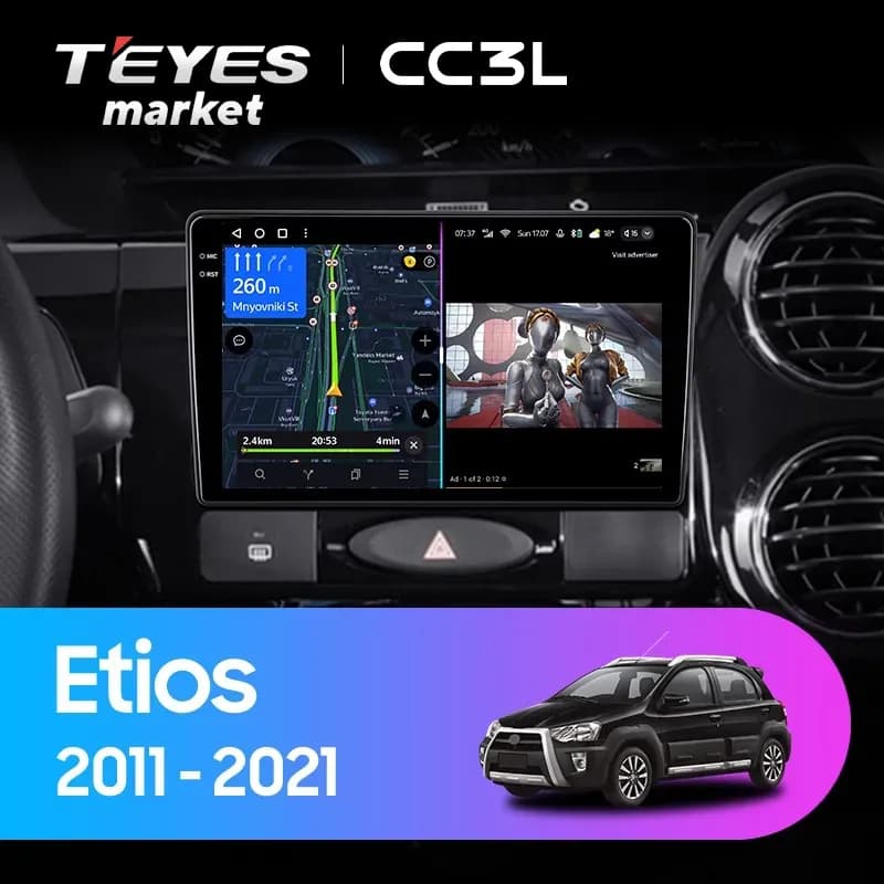 Головное устройство TEYES CC3L 4/32 9" для Toyota Etios 2011-2021