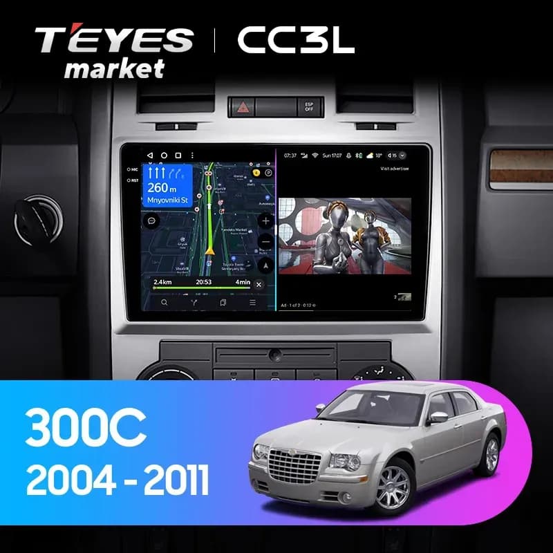 Головное устройство TEYES CC3L 4/64 9" для Chrysler 300C 2004-2011