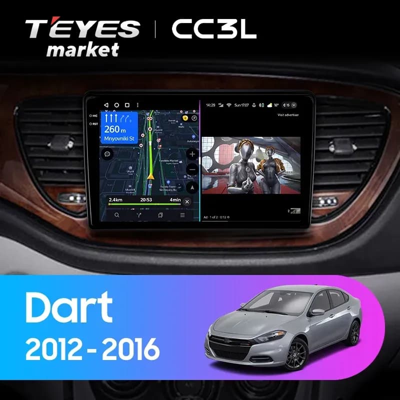 Головное устройство TEYES CC3L 4/64 9" для Dodge Dart 2012-2016