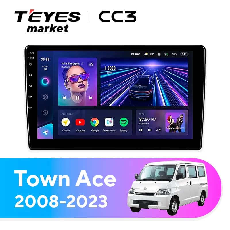 Головное устройство TEYES CC3 6/128 9" для Toyota Town Ace 2008-2023