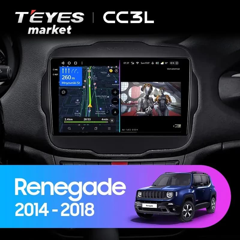 Головное устройство TEYES CC3L 4/64 9" для Jeep Renegade 2014-2019