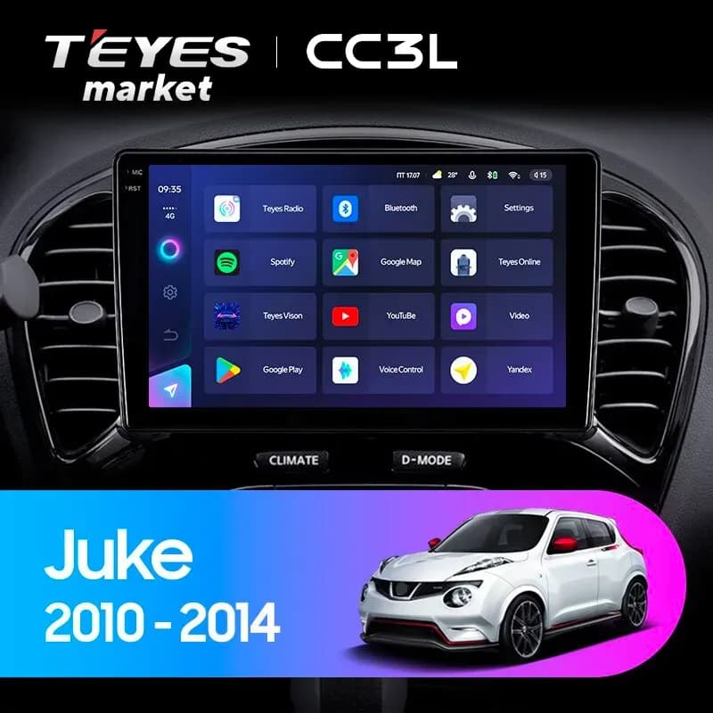 Головное устройство TEYES CC3L 4/64 9" для Nissan Juke 2010-2014