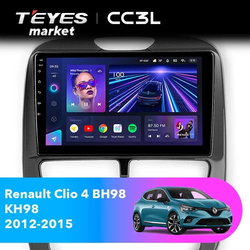 Головное устройство TEYES CC3L 4/64 9" для Renault Clio 2019-2023