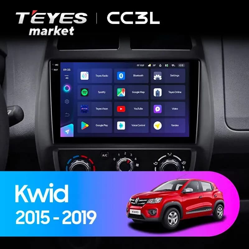Головное устройство TEYES CC3L 4/64 9" для Renault KWID 2015-2019