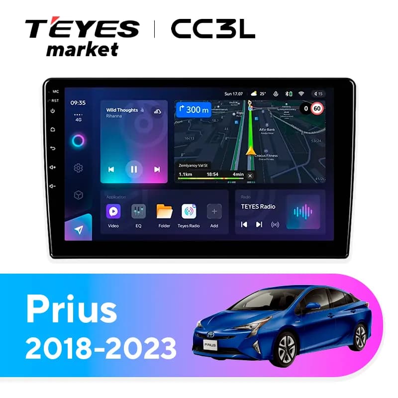 Головное устройство TEYES CC3L 4/64 9" для Toyota Prius 2018-2023