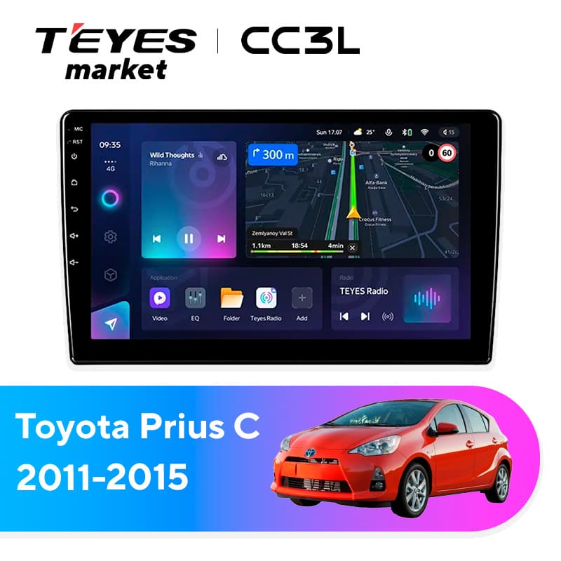 Головное устройство TEYES CC3L 4/64 9" для Toyota Prius C 2011-2015