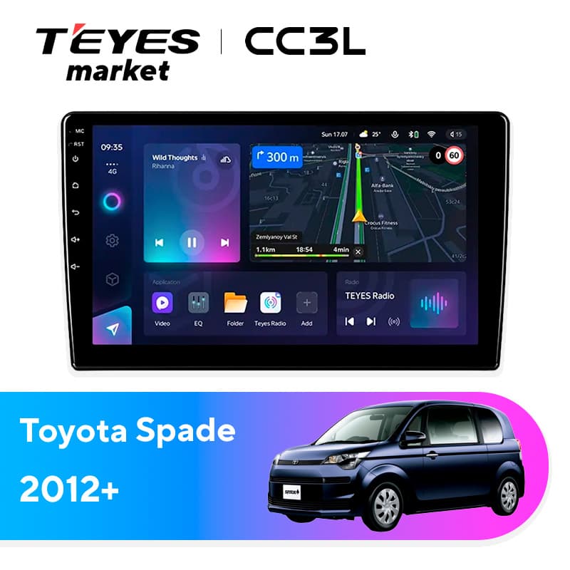 Головное устройство TEYES CC3L 4/64 9" для Toyota Spade 2012-2023