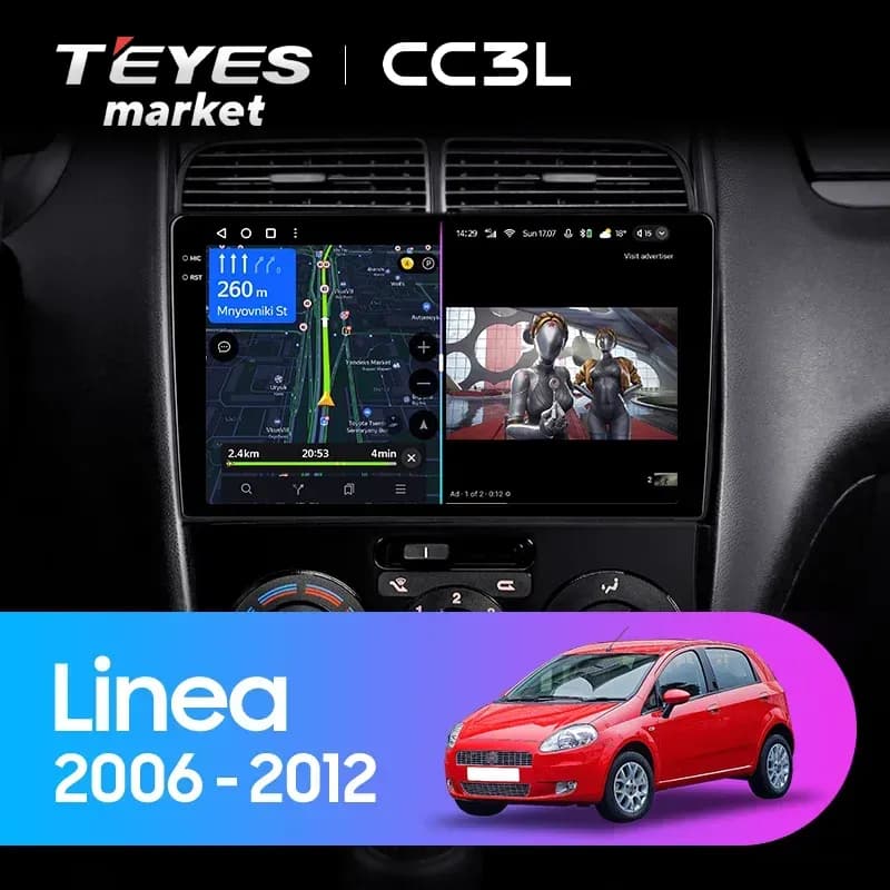 Головное устройство TEYES CC3L 4/64 9" для FIAT Linea 2007-2013