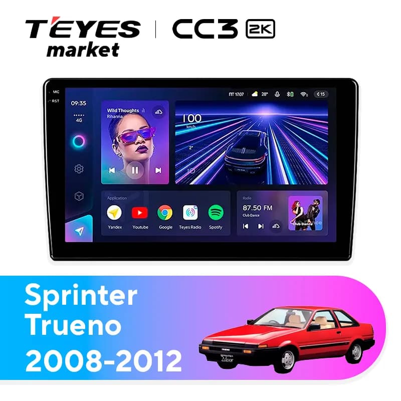 Головное устройство TEYES CC3 2K 4/32 9.5" для Toyota Sprinter 1991-2002