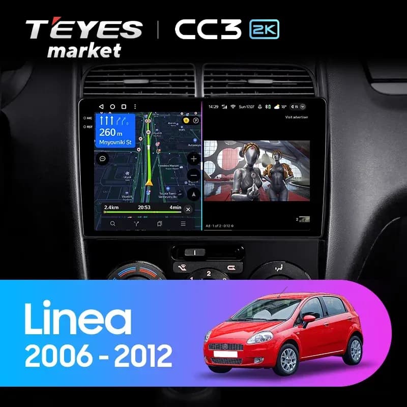 Головное устройство TEYES CC3 2K 4/64 9.5" для FIAT Linea 2007-2013