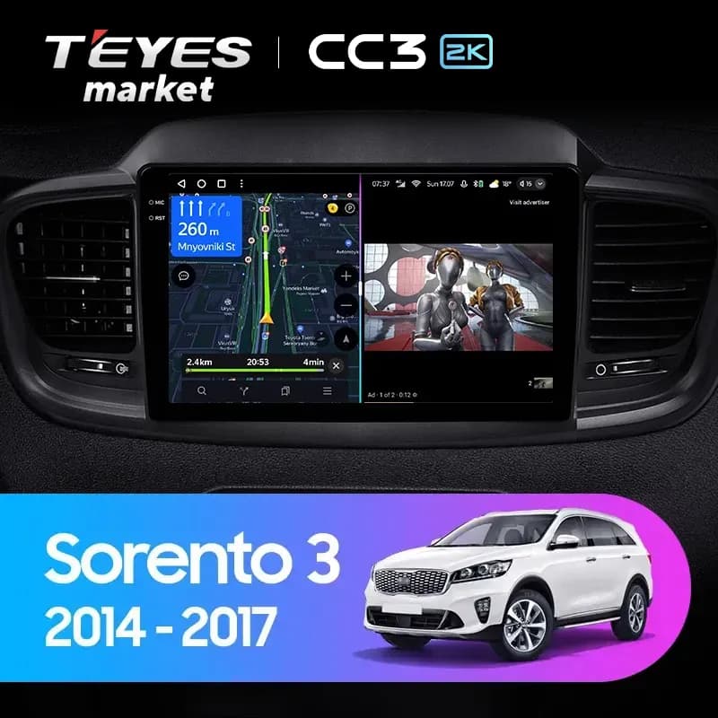 Магнитола TEYES CC3 2K 360 6/128 10.36" для Kia Sorento UM 2014-2017