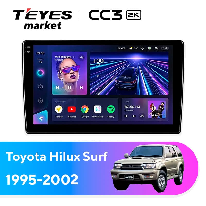 Головное устройство TEYES CC3 2K 360 6/128 10.36" для Toyota Hilux Surf 1995-1998