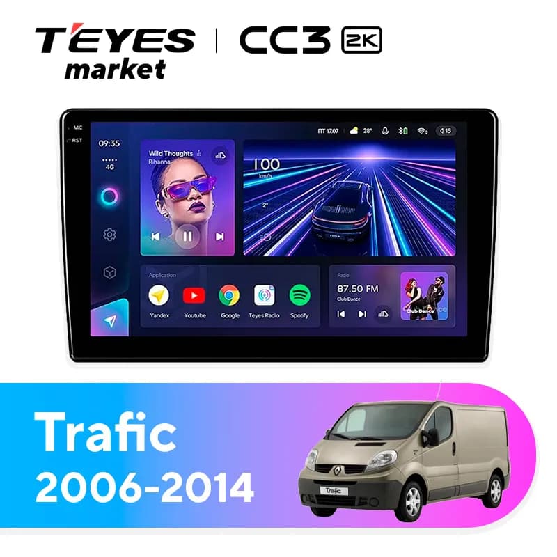 Головное устройство TEYES CC3 2K 360 6/128 10.36" для Opel Vivaro 2001-2014
