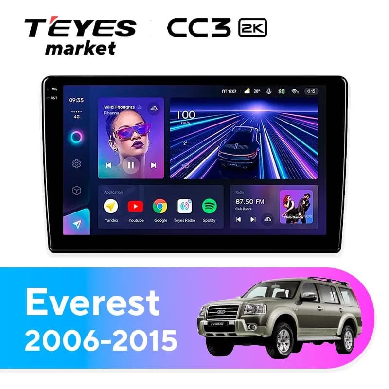 Головное устройство TEYES CC3 2K 360 6/128 9.5" для Ford Ranger 2006-2011