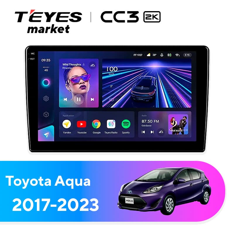 Головное устройство TEYES CC3 2K 360 6/128 9.5" для Toyota Aqua 2017-2023