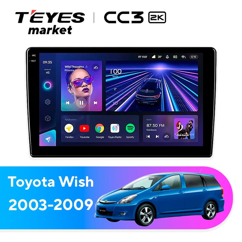 Головное устройство TEYES CC3 2K 6/128 10.36" для Toyota Wish 2003-2009