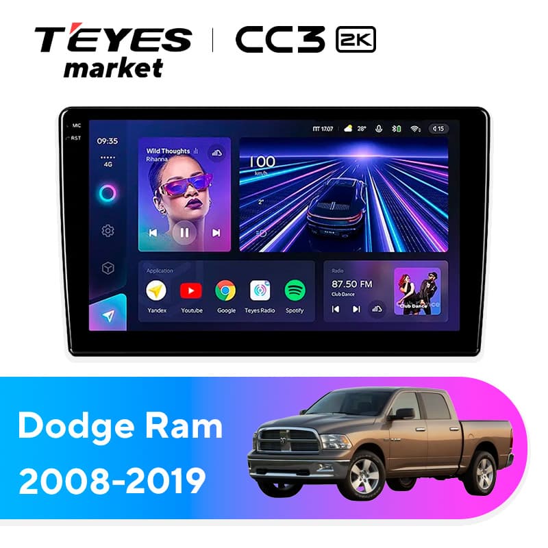 Головное устройство TEYES CC3 2K 6/128 9.5" для Dodge Ram 2008-2019