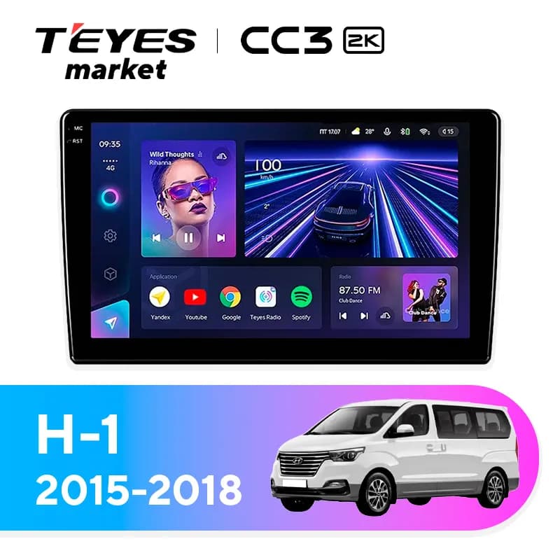 Головное устройство TEYES CC3 2K 6/128 9.5" для Hyundai i800 2015-2018