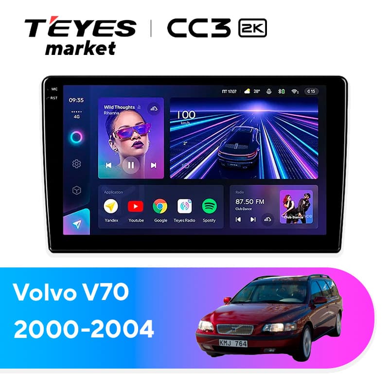 Головное устройство TEYES CC3 2K 6/128 9.5" для Volvo V70 2000-2004
