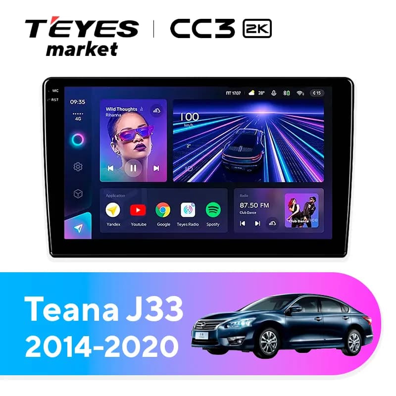 Головное устройство TEYES CC3 2K 6/128 9.5" для Nissan Teana 2003-2008