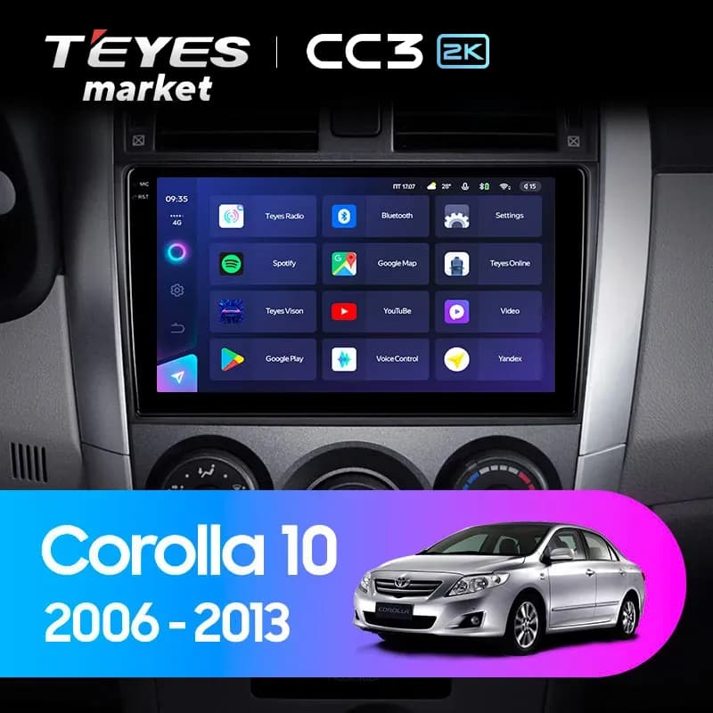Головное устройство TEYES CC3 2K 6/128 9.5" для Toyota Corolla II 1990-1994