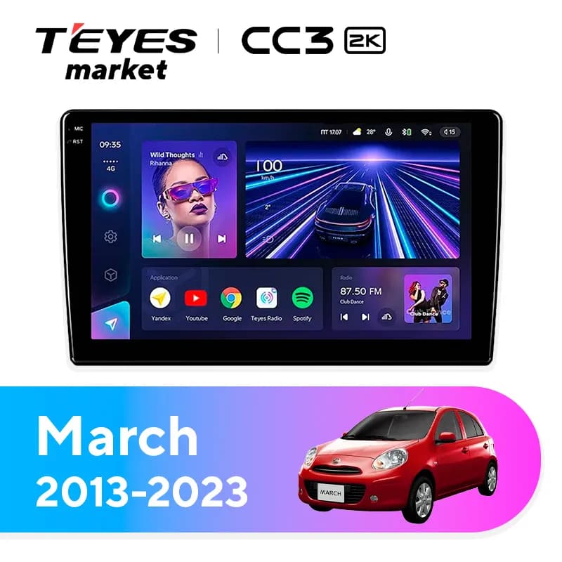 Головное устройство TEYES CC3 2K 4/64 9.5" для Nissan March 2013-2023