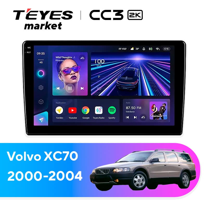 Головное устройство TEYES CC3 2K 4/64 9.5" для Volvo XC70 2000-2004