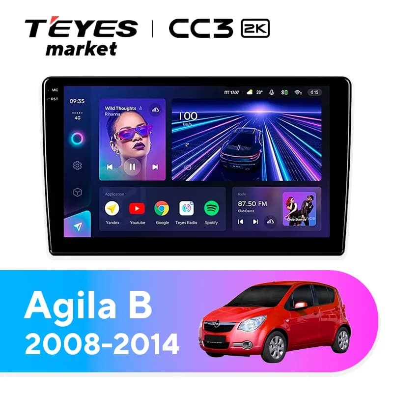 Головное устройство TEYES CC3 2K 4/64 9.5" для Opel Agila 2008-2014