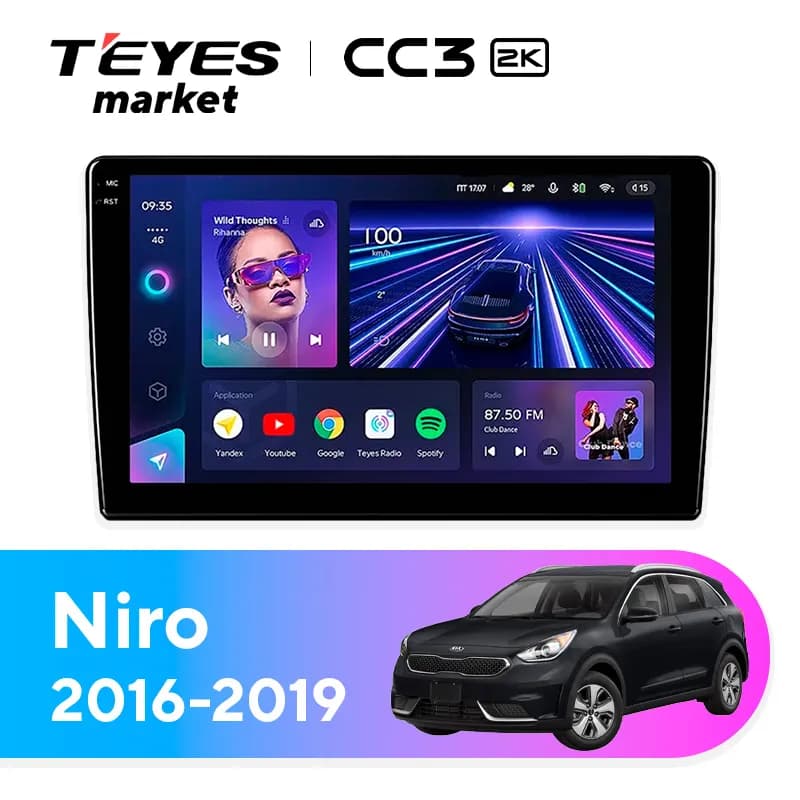 Головное устройство TEYES CC3 2K 4/32 9.5" для Kia Niro 2016-2019