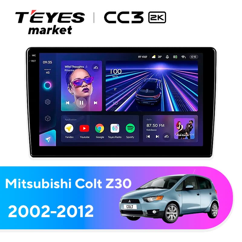 Головное устройство TEYES CC3 2K 4/32 9.5" для Mitsubishi Colt 2002-2012