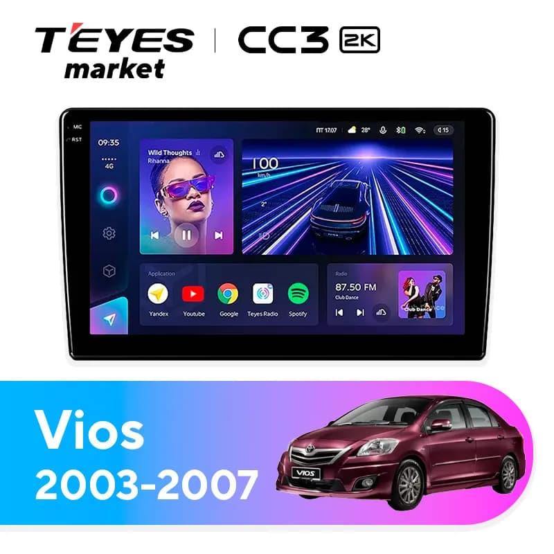 Головное устройство TEYES CC3 2K 4/32 9.5" для Toyota Vios 2003-2007